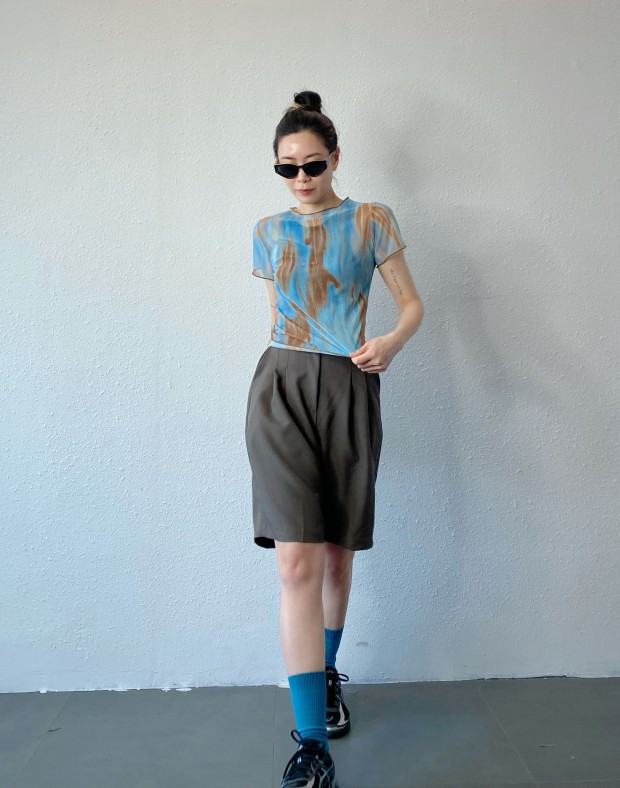 Brown Pleated Shorts #250409
